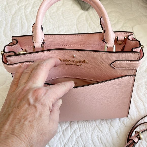 Kate Spade pale pink leather satchel/crossbody purse - Picture 4 of 12